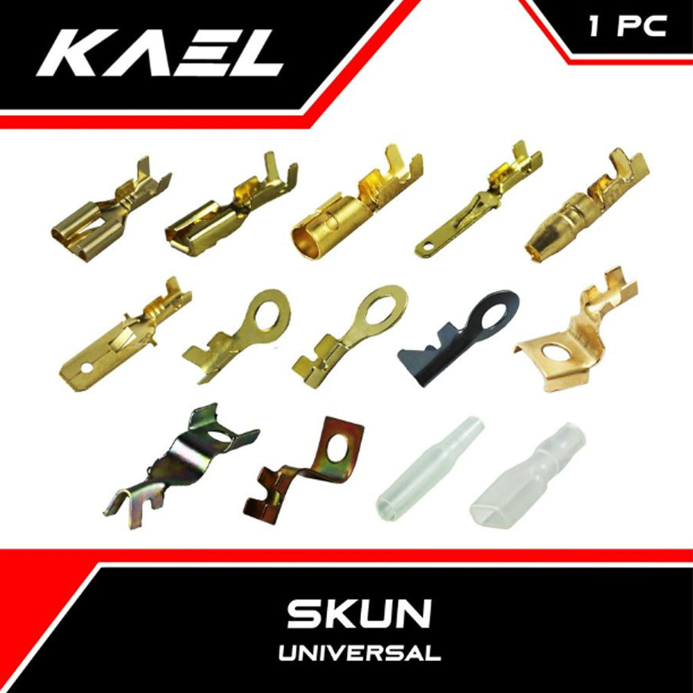 1 PC Skun Aki Gepeng Bulat Ring Universal Motor Mobil Kuning Silver Mini Jantan Betina Male Female C