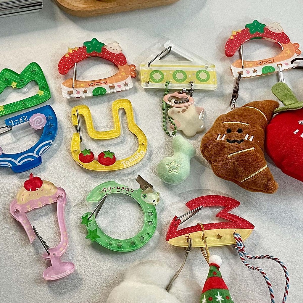 WAKAWAKA Cute Acrylic Charm Carabiner Korean Style Keychain Scrapbook Ita Bag Decor Accessories