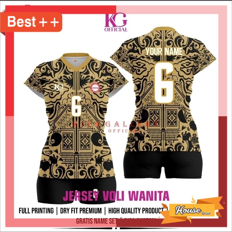 Baju Agustusan Senam Olahraga Wanita Murah / Jersey Voli Wanita Wayang Full Printing Gratis Nama Dan