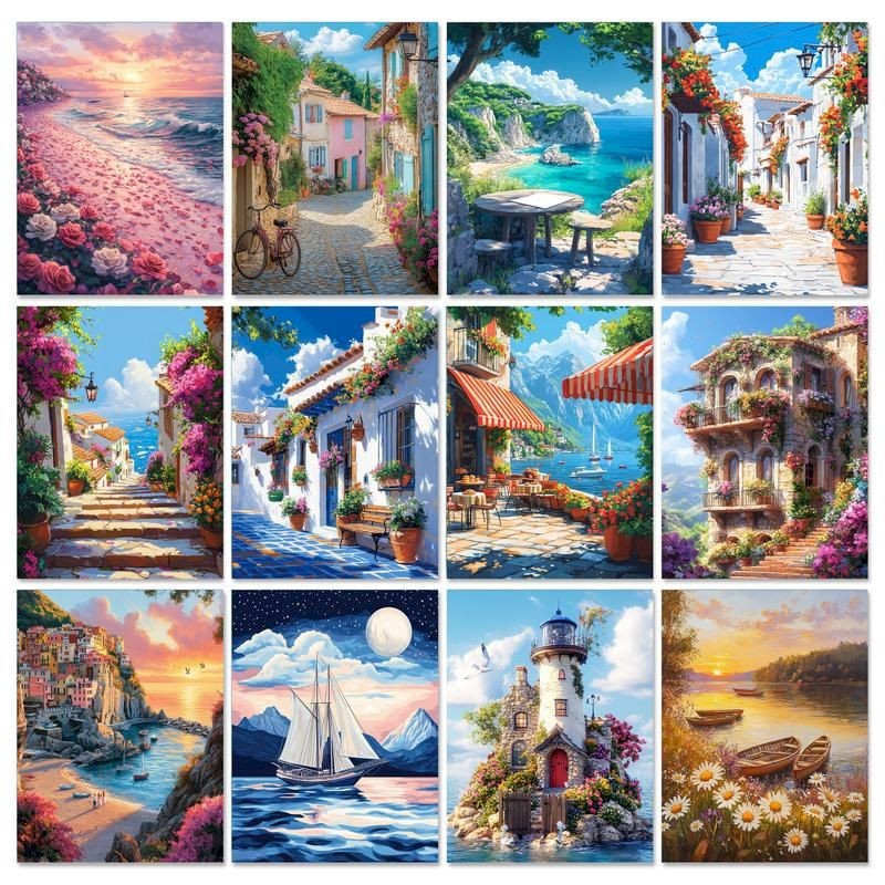 

GATYZTORY Coloring by Number For Adults Beginner Seaside Sunset Painting Drawing By Numbers For Home Wall Decor Unique Gift