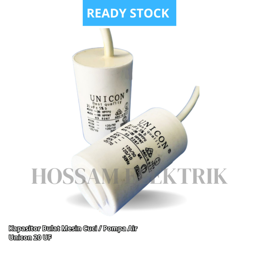 Kapasitor Mesin Cuci 2 Tabung 20uf Unicon Capasitor Bulat Mesin Pencuci Capasicor Pompa Air