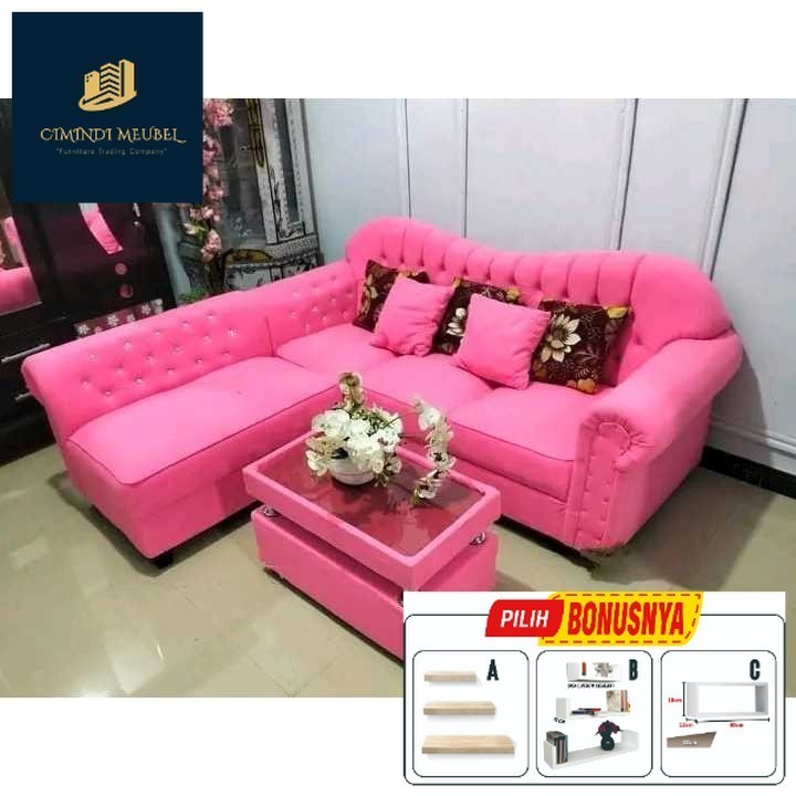 Sofa L kupu kupu sofa minimalis harga pabrik sofa warna pink