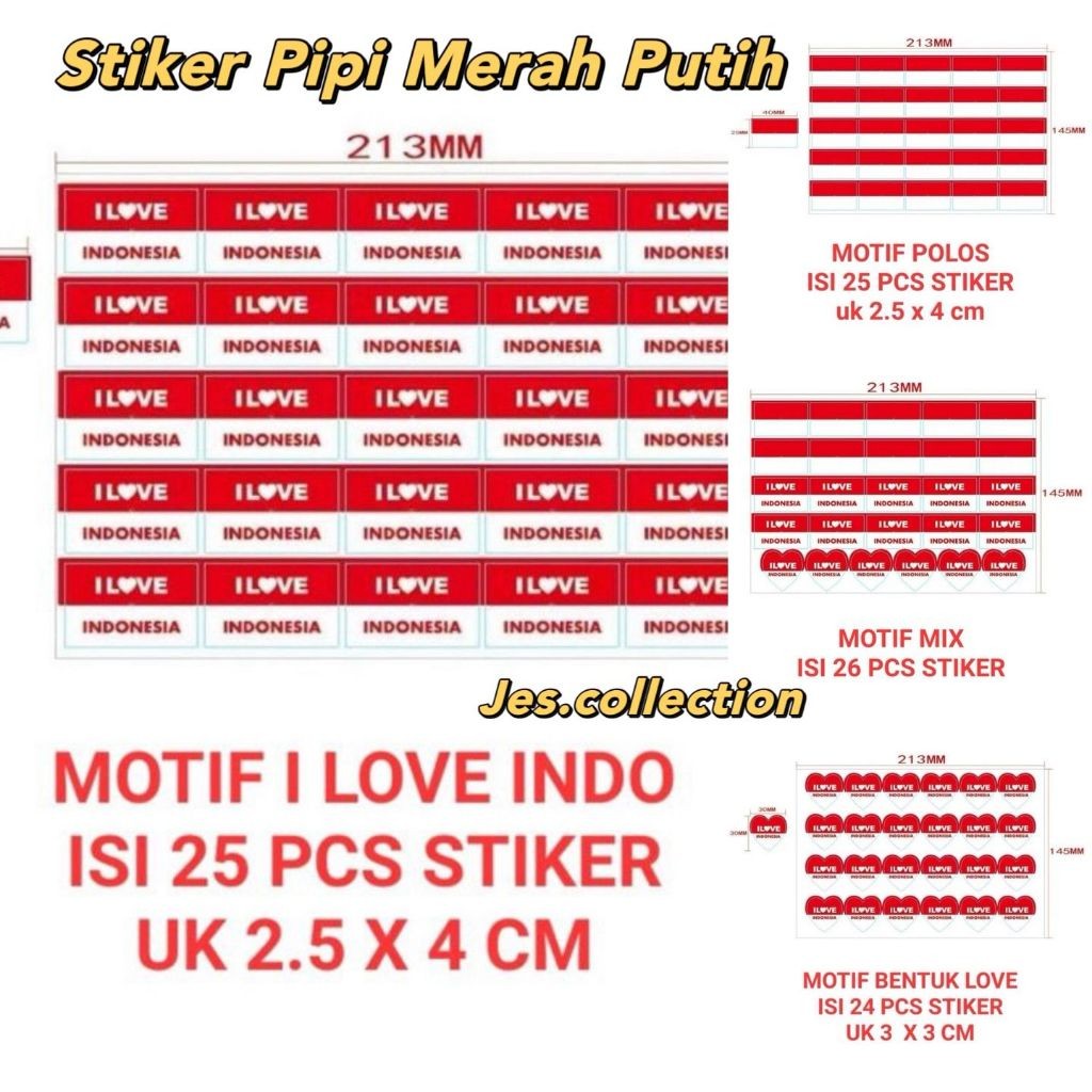 

25 pcs Stiker Bendera Merah Putih Dirgahayu Indonesia Sticker Pipi 17 Agustus