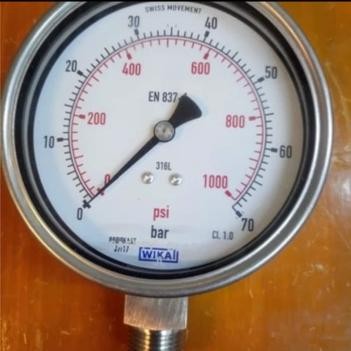 Pressure Gauge WIKA Full Stainless 4" inch 70 Bar 1000 Psi