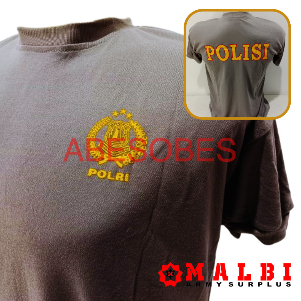 Kaos Polisi Polri Pendek Coklat Sablon Logo Polri