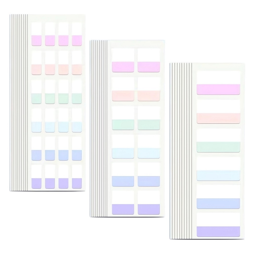

420pcs Light Colors Sticky Index Sticker Tabs, 3 Sizes 6 Colors Writable Reusable File Flag Labels for Bible