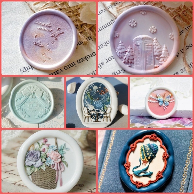 

Envelope Seal Creative Stamp Diy Toy Fire Seal Copper Head Flower Basket Series Jasmine Ocean World Dolphin Pancake Relief