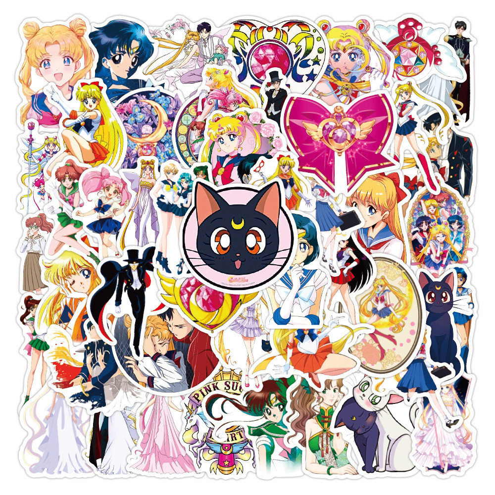 

10/30/50pcs Kawaii Sailor Moon Anime Stickers Cute Cartoon Graffiti Decals Decor Phone Notebook Suitcase Sticker for Girls Toy
