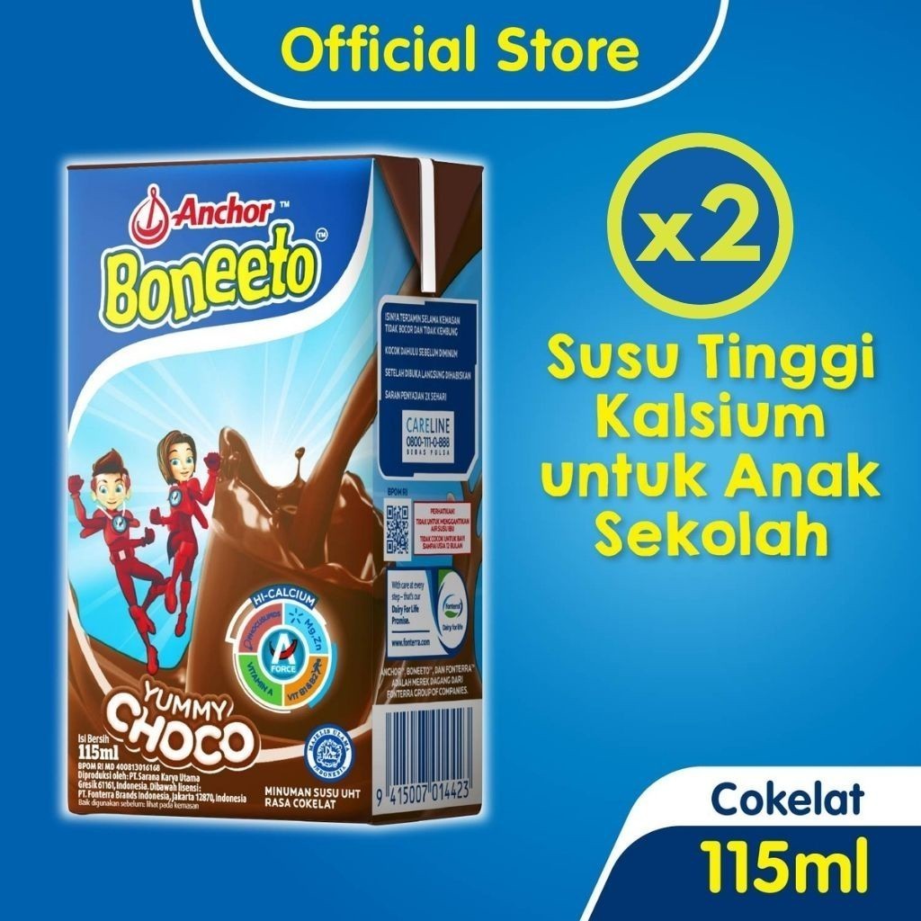 

Boneeto Yummy Choco Susu Anak Sekolah UHT Yummy Choco 2 x 115ml - Nutrisi Pertumbuhan Anak untuk Daya Pikir dan Tubuh Aktif