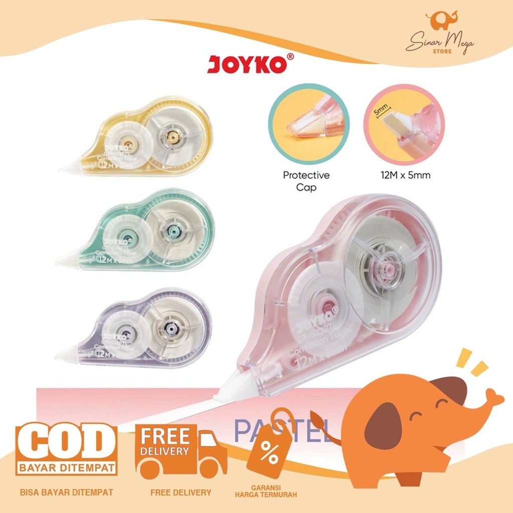 

Joyko Correction Tape CT-522PTL Warna Pastel Tip X Kertas Warna Pastel CT522 PTL