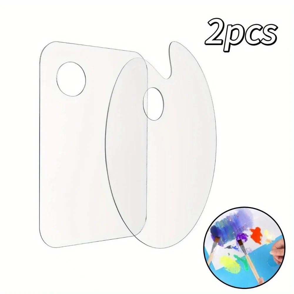 

2pcs Transparent Acrylic Palette with Thumb Hole Oil Painting, Watercolor and DIY Craft Mixing Tray