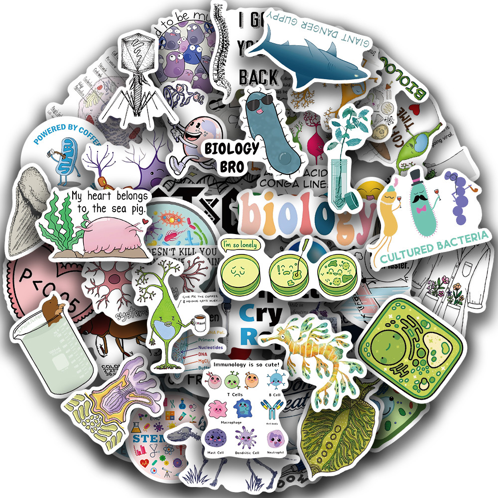 

50pcs Biology Laboratory Research Stickers For Furniture Wall Desk Chair Toys Computer Motorcycle Science Chemistry Sticker