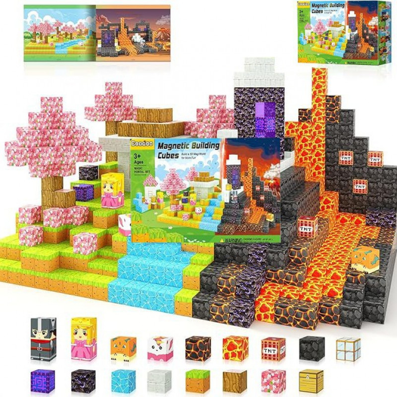 60 PCS ~150 PCS Mine craft Premium 4D Magnetic Cubes Blok Bangunan Magnetik DIY Castle Assembly Bric