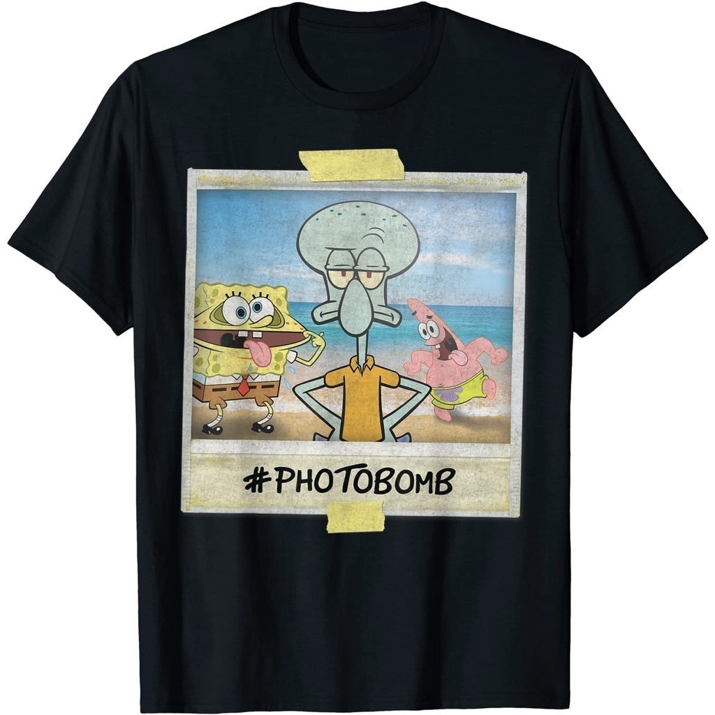 Baju Kaos Dewasa Spongebob Squarepants Squidward Photobomb Polaroid