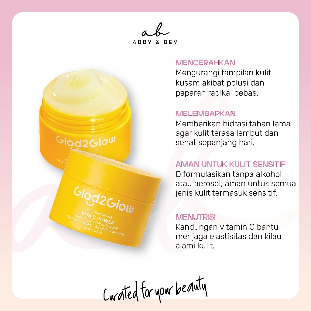 AG - Glad2Glow Jeju Tangerine Vita C Power Bright Glow Moisturizer [30gr]/ Pelembap Wajah Moist Mois