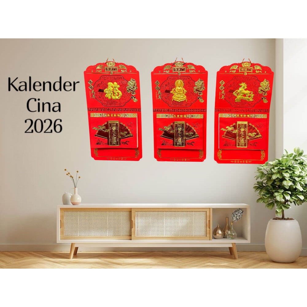 

Kalender Cina 2026 Gantung Dinding Model 1 Halaman 2 Harian / Kalender Harian Sobek Tahun Shio Kuda Fu Desain Mewah Elegan Chinese