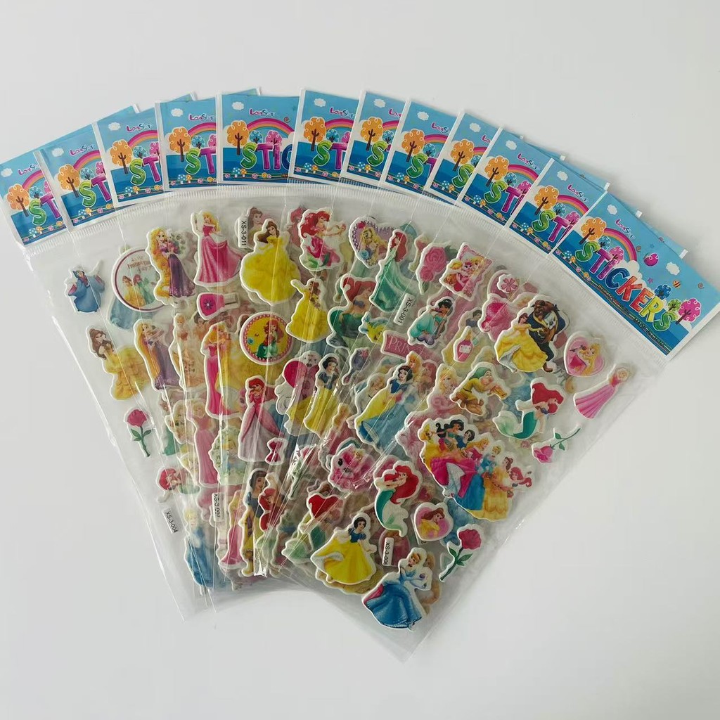 

12pcs/set Disney Princess Series 3D Bubble Stickers Decoration Decal Cute Reward Puffy Sticker Stationery Supplies
