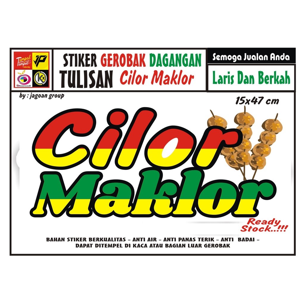 STIKER KACA GEROBAK TULISAN CILOR MAKLOR