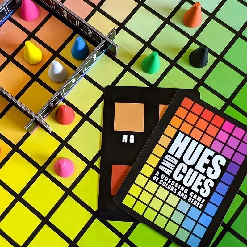 HUES AND CUES - Colorful guessing board game suitable for 3-10 players to connect clues and guess