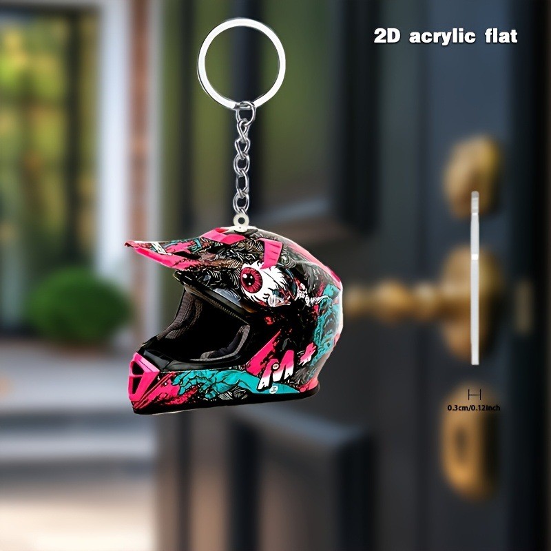 

keychain helmet 2D Flat Fashion Stereo Motorcycle Helmets Safety Auto Bag Car Key Ring KeyChain Gift jewelry