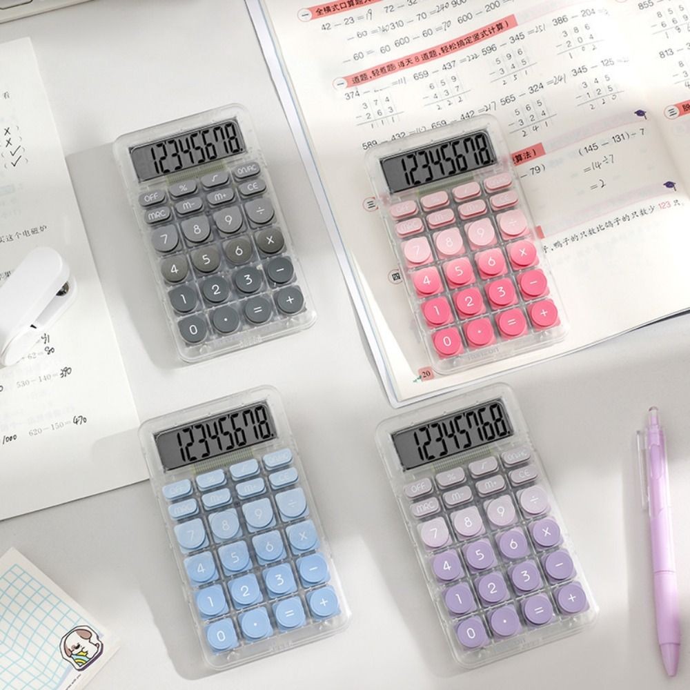 

8-digit Electronic Calculator Candy Color Silicone Button Keyboard Calculator Mini Cartoon Math Calculators School Supplies