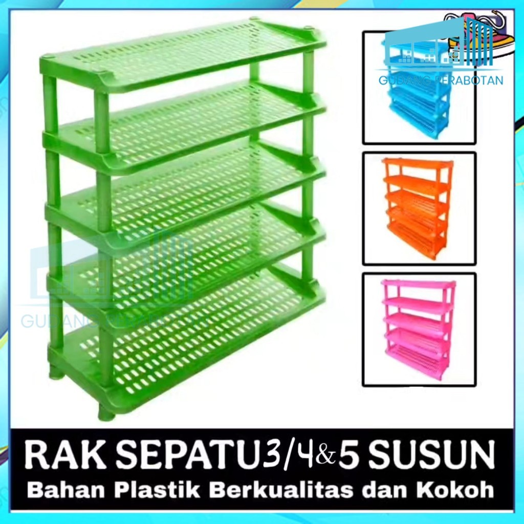GP Rak Sepatu Miring Cellica Salina 3 SUSUN 4  SUSUN 5 Susun / Rak Sepatu Plastik Susun 5