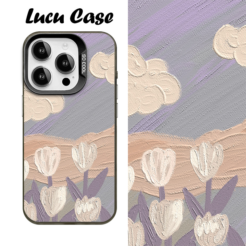 Purple flower art lucu iPhone Case Series Compatible with iPhone 11 12 13 14 15 16 pro promax Case f