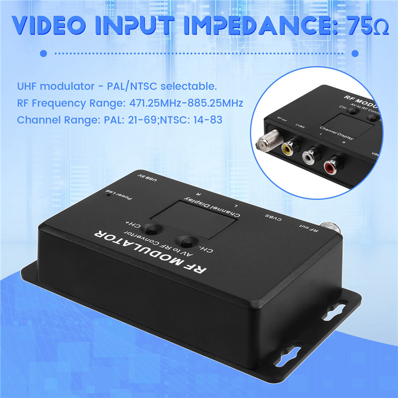 AAAEL-M60 RF Modulator AV To RF Converter UHF Modulator RF Signal Converter