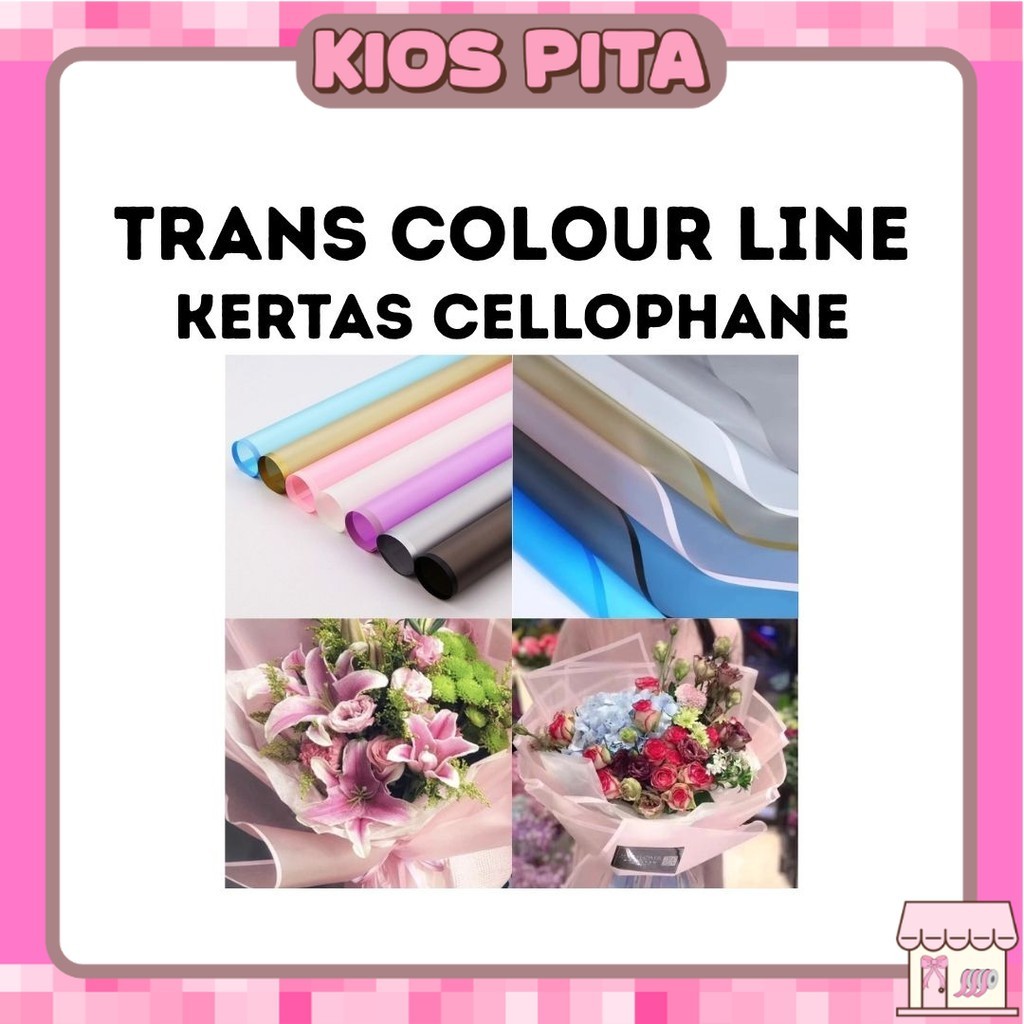

(20 LEMBAR) Kertas Cellophane Buket Bunga - TRANSPARAN COLOUR LINE - Flower Wrapping Paper
