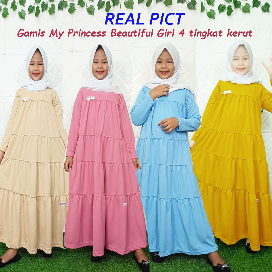 Gamis Anak Voxy Disneyy My Princess Beautiful Girl Manasik Syari Putih Tulang Broken White BW Model 