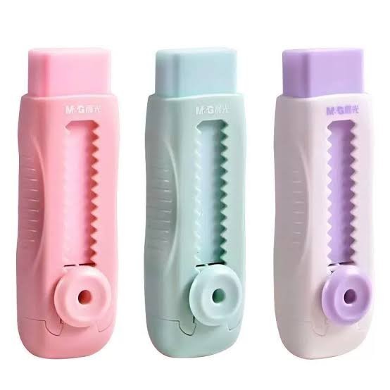 

M&G AXPQ4273 Penghapus Mekanik Retractable Sliding Eraser warna Pastel 12pcs