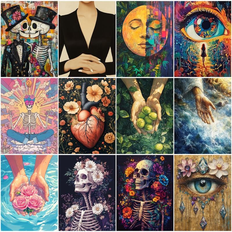 

RUOPOTY Painting Paints By Numbers Human Organ Skeleton Abstract Adults Crafts Paint Kit Art Supplies Digital Drawing Home Decor