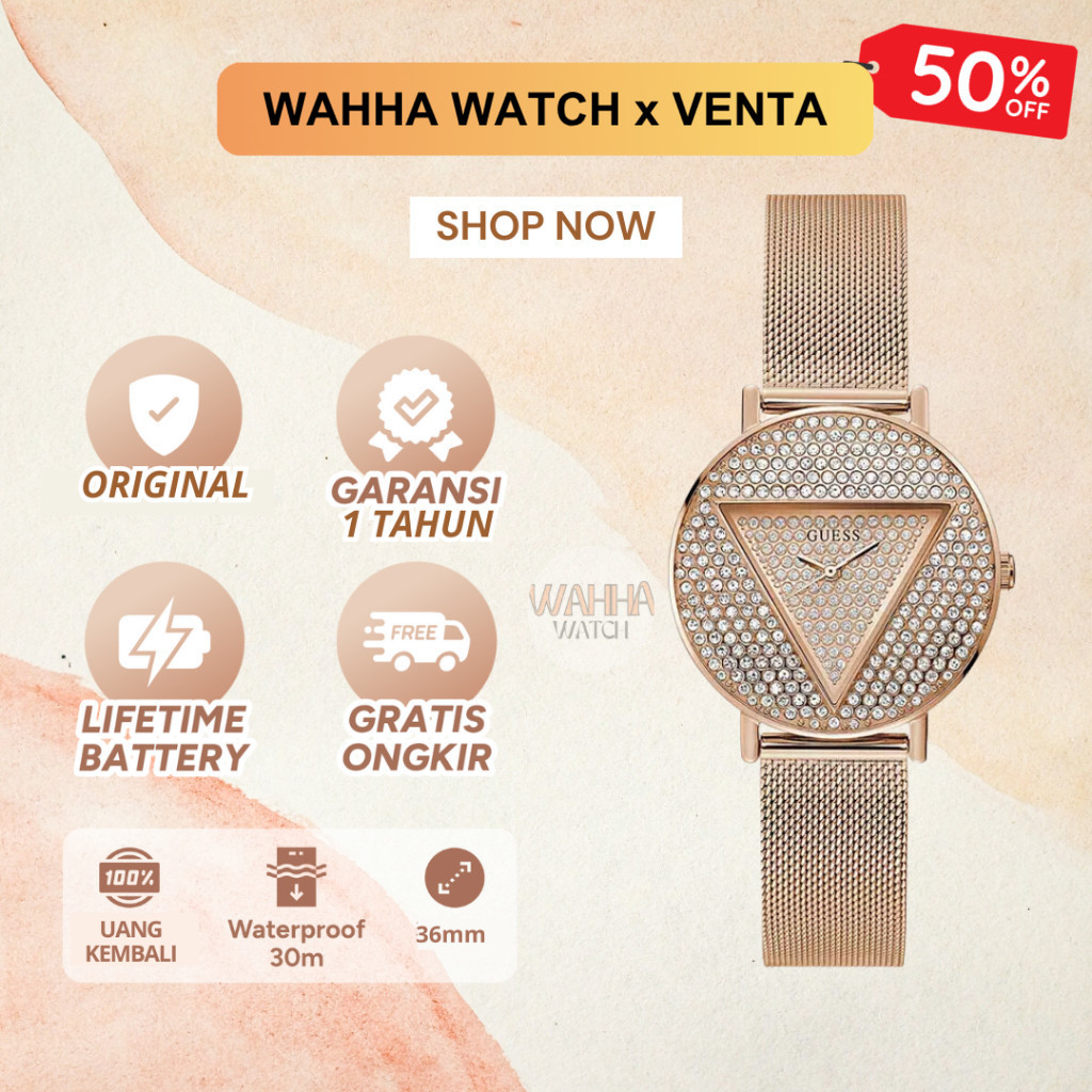 Jam Tangan Analog Guess Wanita Guess GW0477L3 - Ladies Rose Gold Glitz Dial Rose Gold ICONIC [BERGAR