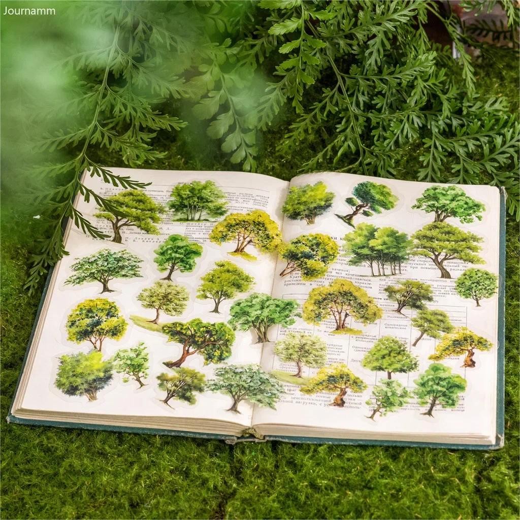 

40pcs/pack Nature Colorful Tree PET Stickers DIY Scrapbooking Collage Diary Decor Stationery Album Materials Stickers