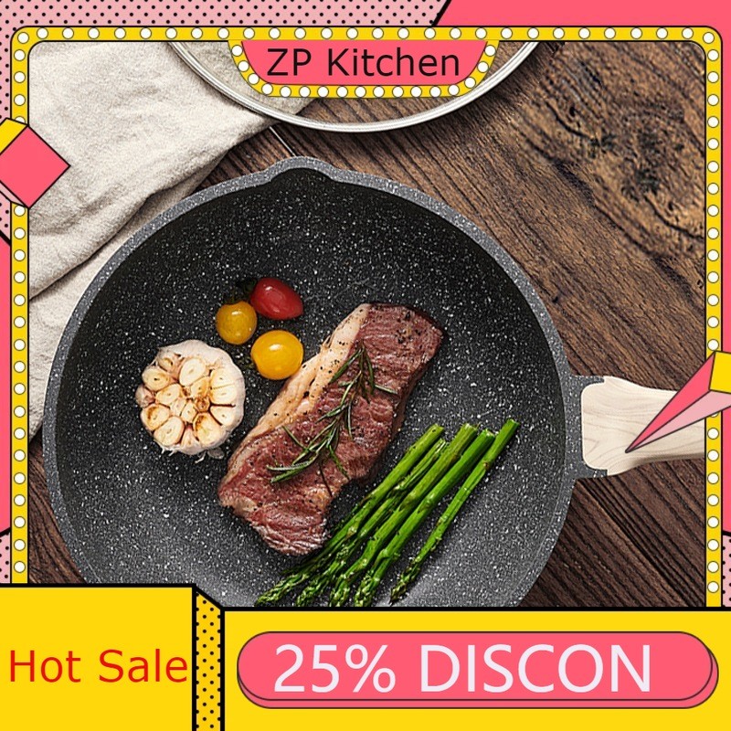 Panci Penggorengan Besi Cor Non-stick Panci Penggorengan Dasar Datar