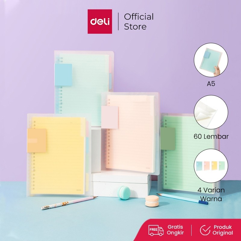 

Deli Loose Leaf / Buku Catatan Binder Clip Notebook 60 Lembar QHX560
