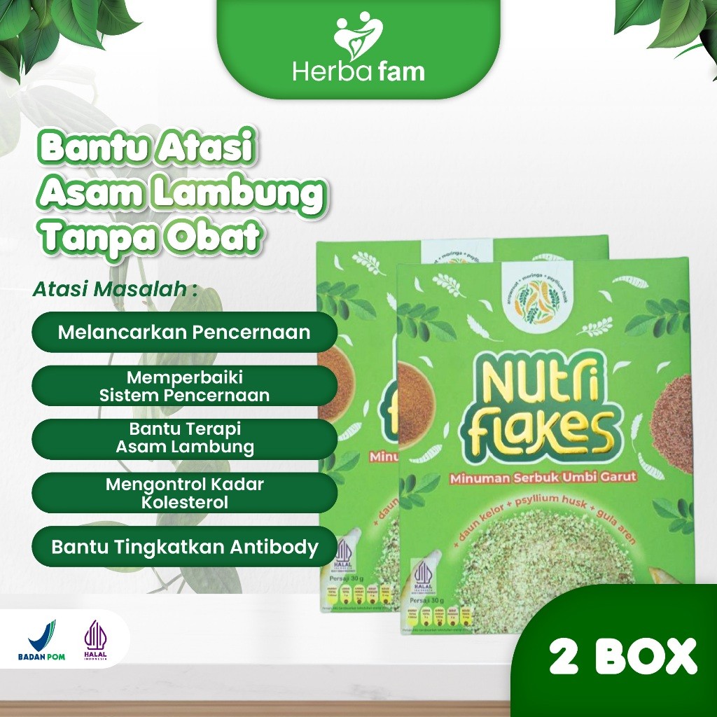 

2 BOX Nutriflakes Sereal Umbi Garut Solusi Diet Sehat untuk Atasi Maag & Gerd dengan Bahan Lokal Original!