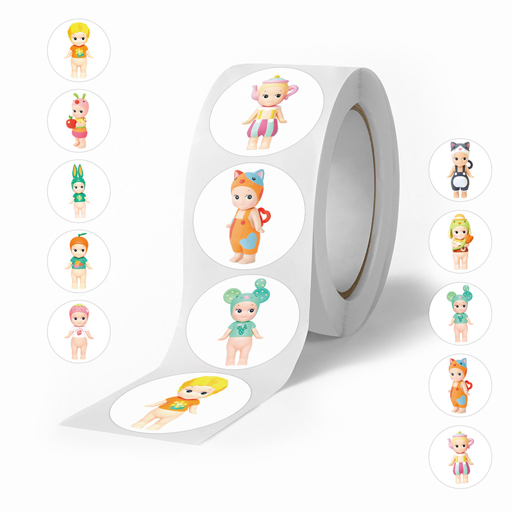 

500Pcs/Roll Sunny Angel Kawaii Baby Sealing Stickers Cute Character Goods Decoration Reward Toys For Stationery Phone Laptop