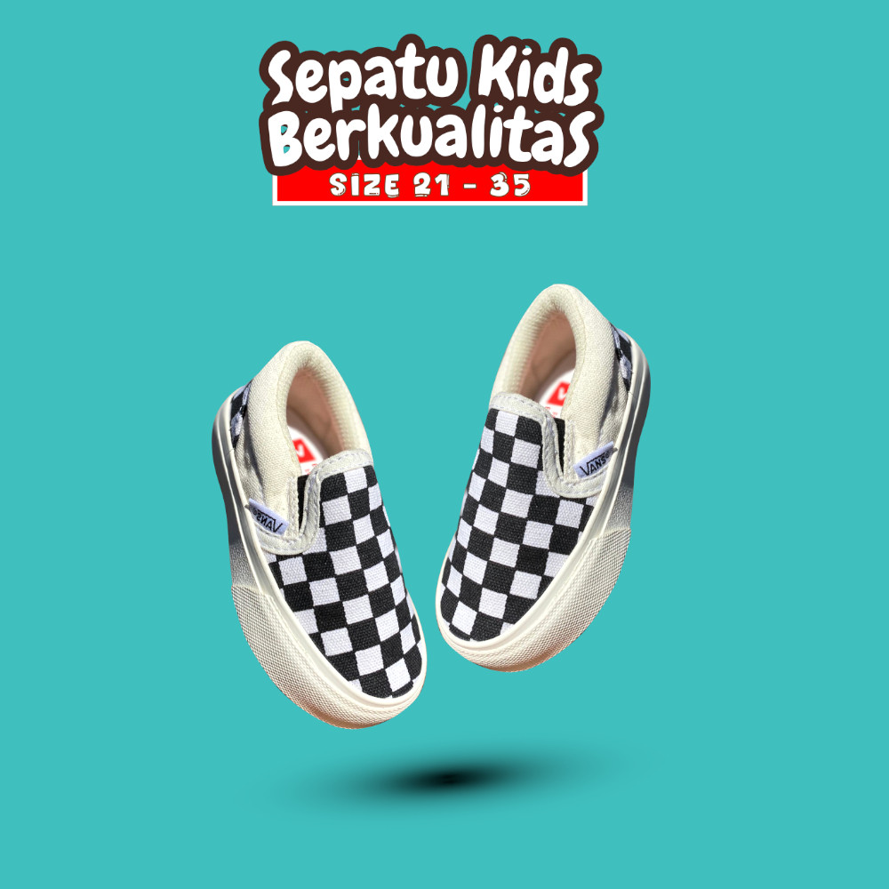 CAMBO.SHOP Sepatu vans anak | sepatu anak laki laki | perempuan slip on og cream checkerboard slip o