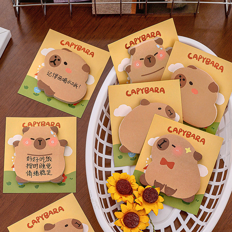 

Cartoon Kawaii Capybara Special Shaped Sticky Notes Portable Durable Message Paper Self-adhesive Creative Cartoon Notepad