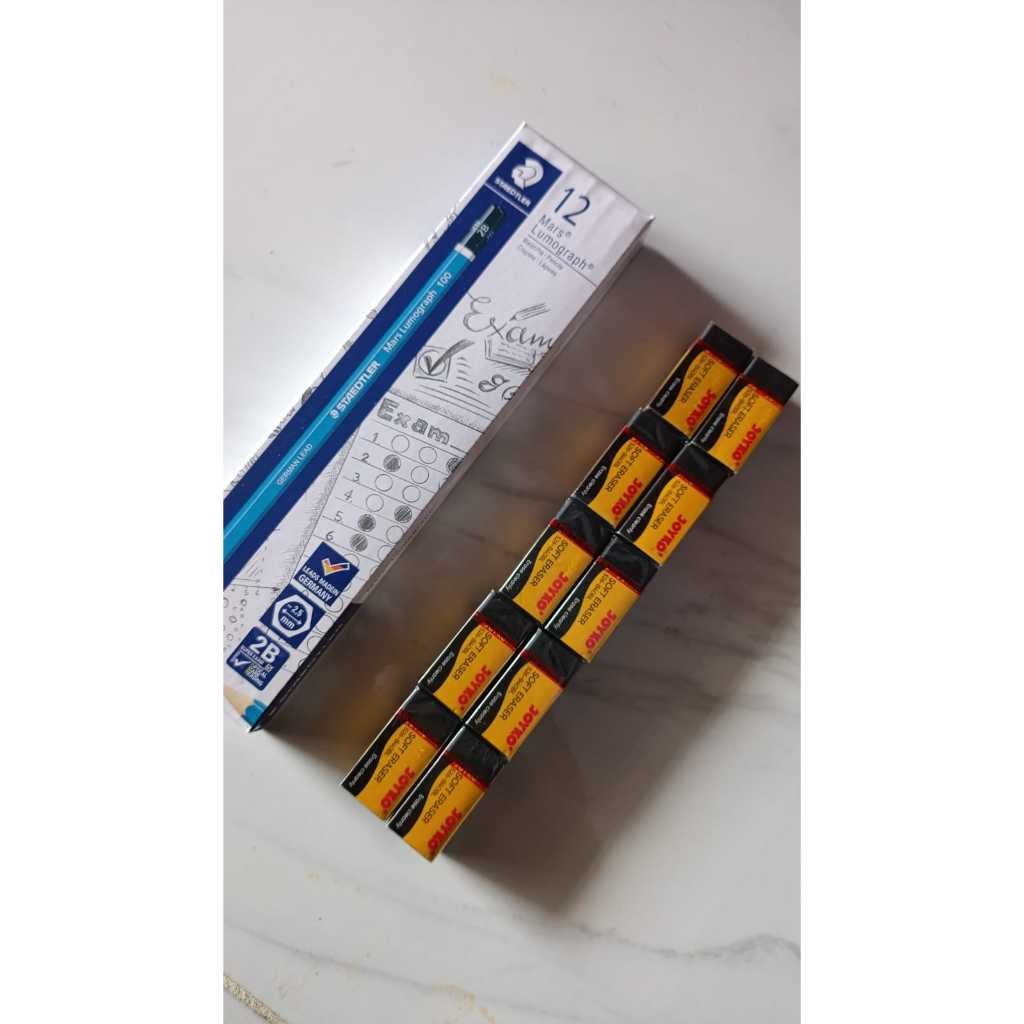 

Paket Hemat Perlengkapan Sekolah COD BUNDLE 12PCS PENSIL STAEDLER 2B + 10 PENGHAPUS JOYKO MINI TERmurah