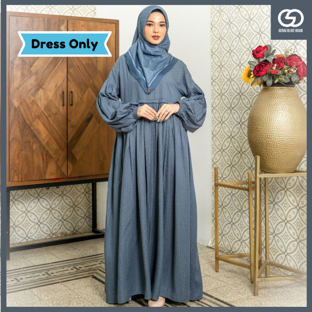 Dress Muslimah Wanita Daily Gamis Motif Simple Palupi Dress by Puan