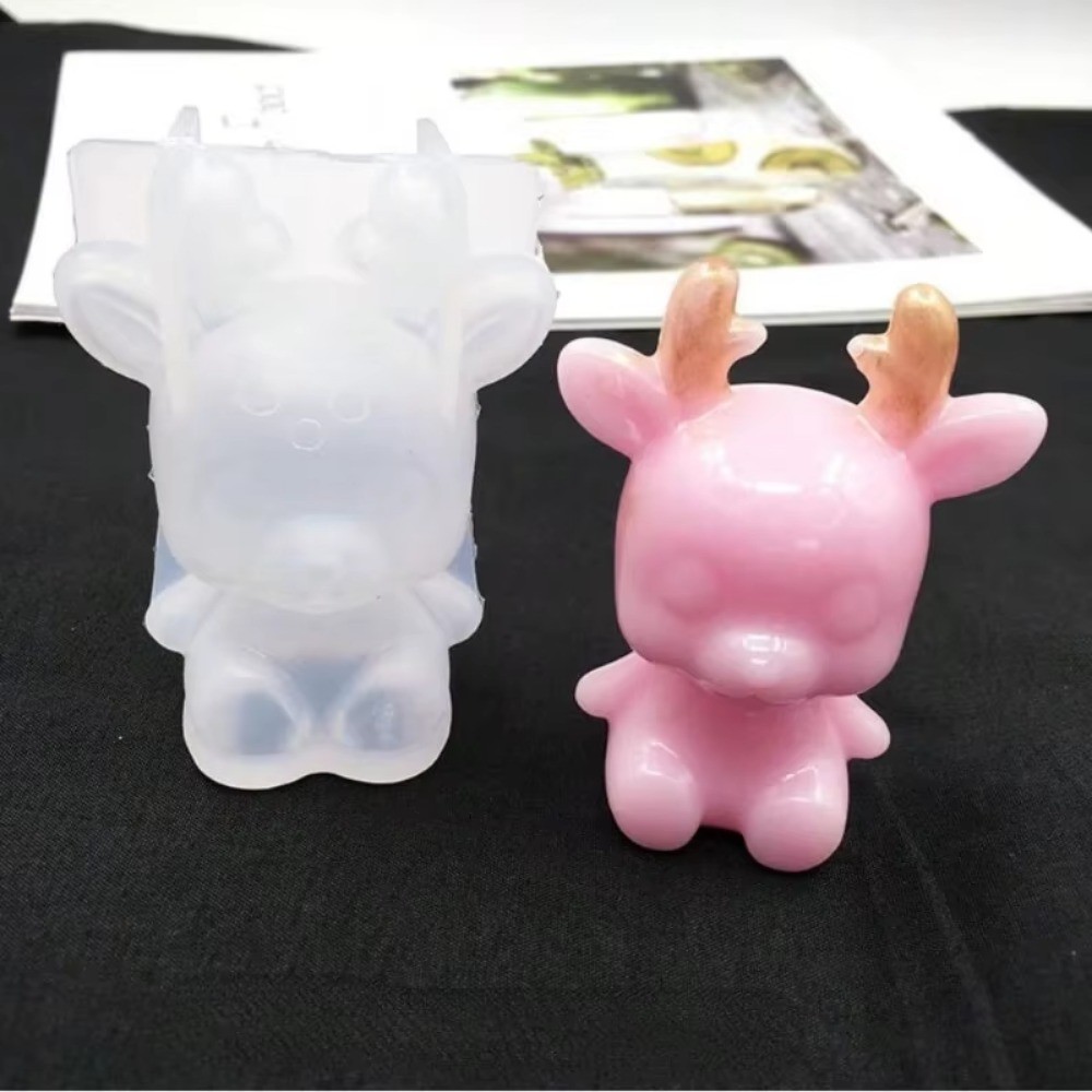 

3D Stereoscopic Deer Animal Silicone Mold Crystal Drop Glue Fondant Cake Decorating Resin Silicone Casting Mold
