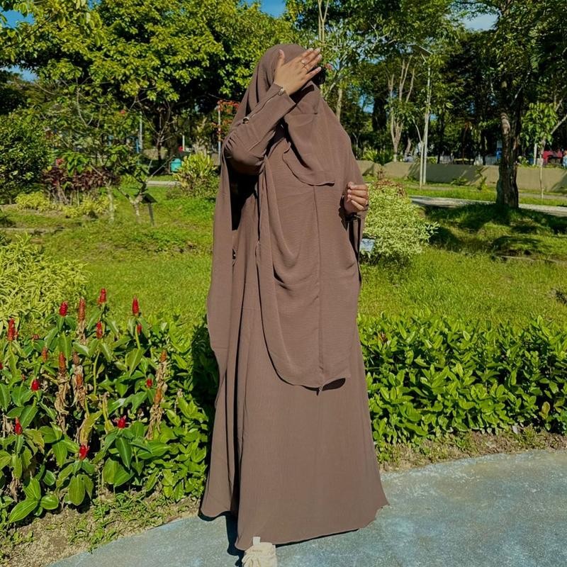 FREE ONGKIR GAMIS ZAYRA SYARI JIPER MEWAH BESIC UMROH 1 SET CADAR BANDANA TERBARU 2025