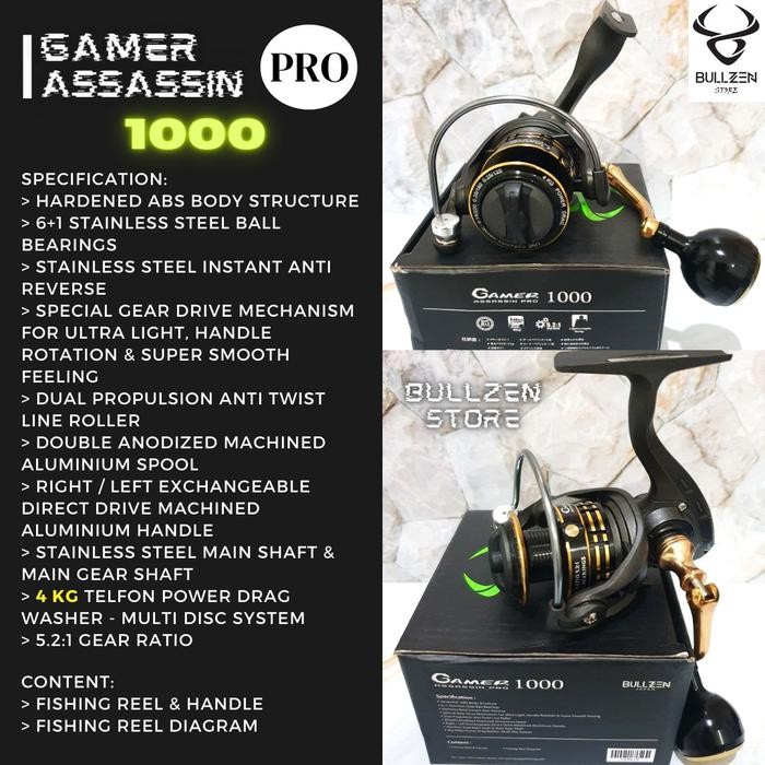 Terbaru BULLZEN Reel Pancing Gamer Assassin PRO - 1000