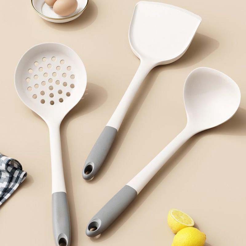 

Food Grade Silikon Peralatan Dapur Panci Anti Lengket Spatula Sendok Sup Rumah Tangga Tahan Panas Saringan