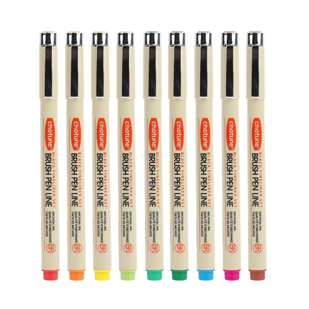 

9 Colors Soft Brush Porous-Point Pens Drawing Design Sketch Micron Pen 0.5mm Fineliner Neelde Drawing Pen Supplies