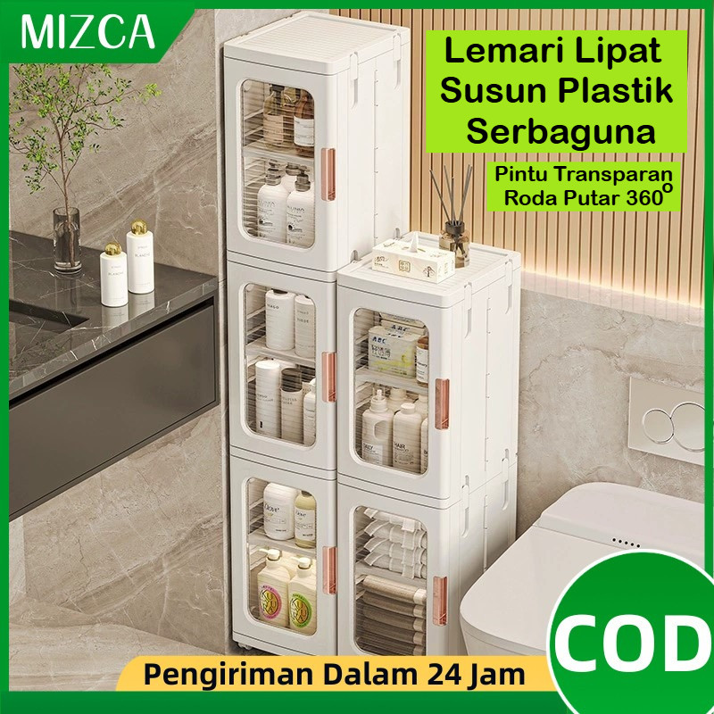 Homeyvibes Mizca Lemari Leora Lipat Susun Serbaguna Plastik Lemari Pakaian Lemari Toilet Rak Sepatu