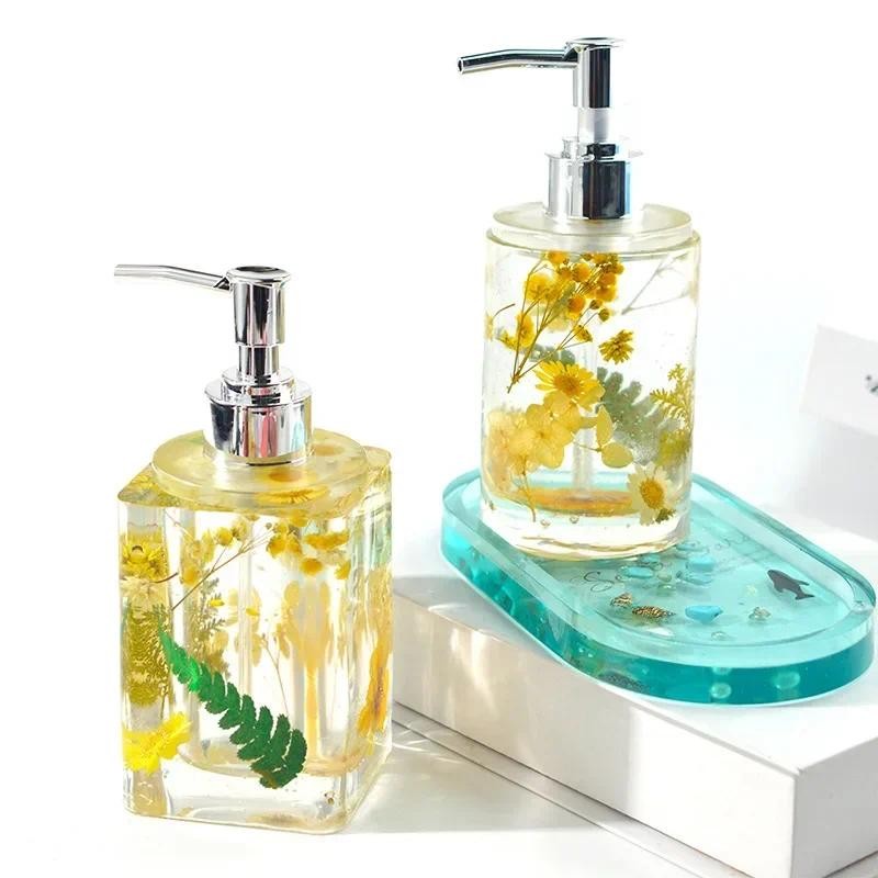 

Bottle Resin Mold with 2 Pump Soap Box Hand Sanitizer Bottle Epoxy Silicone Molds DIY Dispenser Pump Bottle for Kitchen Bathroom