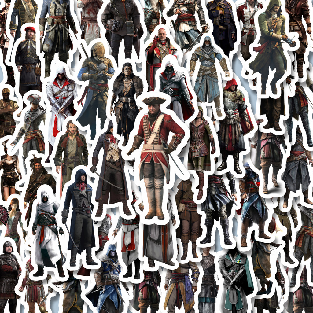 

100PCS Lucu Stiker Game Series Assasin's Creed Universe Mix 3 Stiker Aesthetic Stiker Anti Air Stikers Berperekat Waterproof sticker decal buat Motor Helm Buku Journal Koper Casing HP Laptop Botol Minum Hadiah anak
